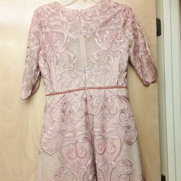 Marchesa Notte Blush Pink Lace Embroidered Dress New Tags Sz 6 - Picture 7 of 16
